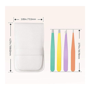 Lot de 4 pinces à épiler pour sourcils en acier inoxydable, pinces à épiler biseautées et pointues, pinces de précision pour poils incarnés - Product Image 2