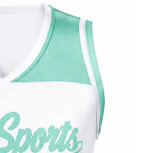 Maillot de cheerleading sans manches vert menthe sublimé, tenue de sport athlétique pour l'entraînement et la compétition - Product Image 3