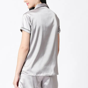 Pijama de Algodón 100% de Alta Calidad para Mujer, Diseño Sólido, con Logotipo Frontal, Transpirable y de Secado Rápido, Venta al Por Mayor - Product Image 3