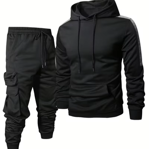 Men's Casual Sports Track Suit Terry Fabric 100% Cotton Quick Dry 300g Multi Pocket Customized Hooded Two-Piece Set Winter - Product Image 1