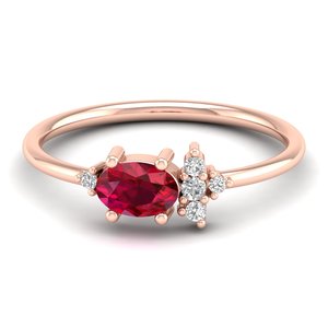 Nouvelle arrivée REYES, bague de fiançailles en argent sterling 925 avec rubis ovale de 0,5 carat et moissanite, bijoux de mariage délicats pour femmes - Product Image 6