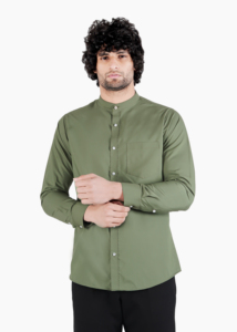 Camisa de Vestir Casual Personalizada para Hombre, Cuello Mandarín, Corte Entallado, 100% Algodón, Estilo Minimalista para Oficina, ODM, Primavera - Product Image 3