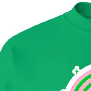 Sudadera de cuello redondo con estampado de chica verde, manga larga, puños acanalados, informal, de forro polar para mujer, estilo urbano a la moda - Product Image 5
