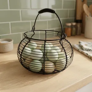 DS5712 Metal Modern Eco-Friendly Multifunction Kitchen Chicken <b>Egg</b> Collecting <b>Basket</b> Fresh <b>Egg</b> Holder Wire Storage <b>Basket</b> - Product Image 4