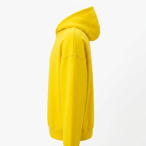 Sweat-shirt à capuche oversize pour homme, jaune uni, décontracté, pour l'automne, manches classiques, tricoté, coupe ajustée - Product Image 3