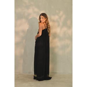 Vestido maxi bohemio de lujo negro y dorado bordado para mujer, sin mangas, con tirantes finos, estilo caftán para noche o resort. - Product Image 5