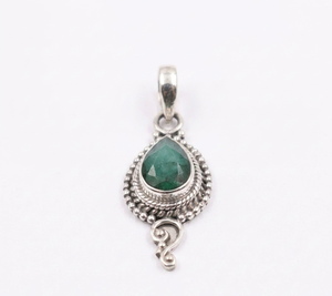 Natural <b>Emerald</b> Pear Shape Handmade 925 Sterling Silver <b>Pendant</b> Rose Gold Yellow Gold Plated Vintage Jewelry Anniversary Gift - Product Image 1