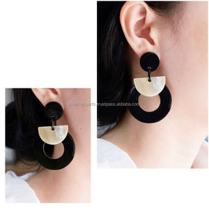 ต่างหูช่างฝีมือรูปเขาควายดีไซน์แบบหยดน้ำทรงกลมน้ำหนักเบาสำหรับผู้หญิงเด็กผู้หญิง - Product Image 2