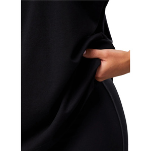 T-shirt noir surdimensionné à col rond pour femme, manches courtes, coupe ample, couleur unie, jersey, à porter toute l'année - Product Image 6
