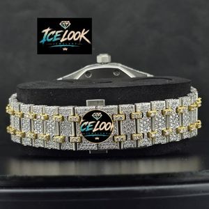 ICE LOOK JEWELERY Men's Luxury Stainless Steel <b>Watch</b> 40mm Round <b>Case</b> Sapphire Dial Analog Quartz Movement Folding Clasp - Product Image 3