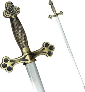 Épée artisanale en acier inoxydable avec manche en plastique, lame droite, pointe de lance, pour cosplay, objet de collection, présentation murale - Product Image 6