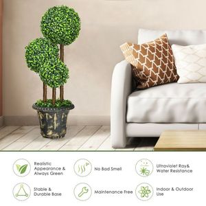 Albero Topiario Artificiale a Tre Sfere da 36 Pollici per Interni ed Esterni - Product Image 3