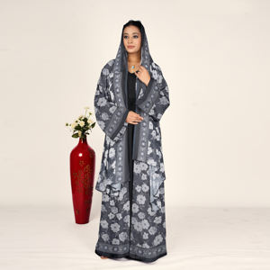 <b>Printed</b> Chiffon Abaya Shrug Scarf Set for Women Open Front Long Modest Arabic <b>Islamic</b> Eid & Ramadan Plus Size Clothing - Product Image 4