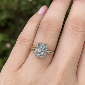 Bague de fiançailles et de mariage SHREERAJ SOLITAIRE originale en or jaune 14 carats avec diamant CVD de laboratoire taille Radiant 3,00 carats pour femme, certifiée IGI - Product Image 5