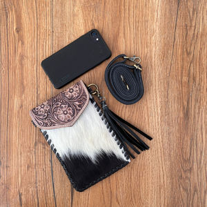 Nuevo bolso cruzado pequeño para teléfono inteligente de piel de vaca para mujer, cuero genuino con forro de nailon estampado, estilo de moda occidental - Product Image 3