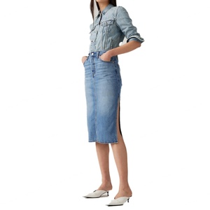 Women <b>Denim</b> Skirt Stylish High Waist <b>Stretch</b> <b>Denim</b> Skirt Comfortable Durable Fabric Suitable for Casual Daily Wear Vacation - Product Image 1