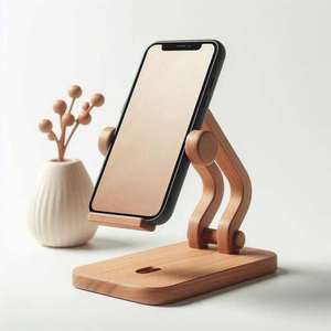 Soporte de madera para computadora portátil, soporte de madera hecho a mano para teléfono, una obra maestra única y ecológica - Product Image 1