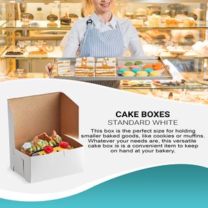 Paquete de 250 cajas de pastel blancas estándar 5,5X4X3 cajas de postre de esquina con cerradura de cartón para productos de panadería-cajas desechables - Product Image 5