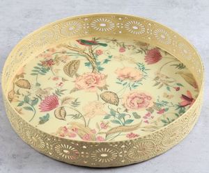 Plateau de service en métal de luxe avec base en verre, design clé grecque, plateau décoratif pour la maison, l'hôtel et les cadeaux, taille et couleur personnalisées - Product Image 2