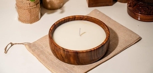 Elegante portavelas de cilindro de estrella de madera, artesanías únicas de la India para el hogar y la decoración navideña festiva - Product Image 2