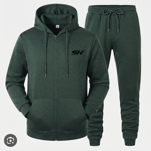 Oem Custom Logo Pullover Slim Fit Jogger Pants Zipper Hoodie Set Premium Cotton Fleece Breathable Eco-friendly Tracksuits Men - Product Image 1