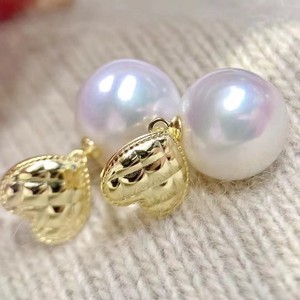Nouvelles boucles d'oreilles en forme de cœur en perles d'eau douce blanches de 10-11 mm, bijoux en gros - Product Image 1