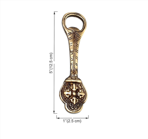 Ouvre-bouteille vintage en laiton avec motif Fleur de Lys gravé, en forme de clé, ouvre-bouteille manuel portable, outil de bar en métal - Product Image 2