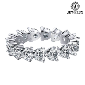 Jewelux Women's 925 Silver Pink <b>Crystal</b> Eternity Band <b>Ring</b> Pear Cut Prong Setting Romantic Style Rhodium Plated From India - Product Image 3