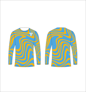 T-shirt à manches longues pour homme, motif tourbillon bleu périvinyle et marbré crème, col rond, style streetwear décontracté, hauts pour la gym et l'entraînement, vêtements de sport - Product Image 4