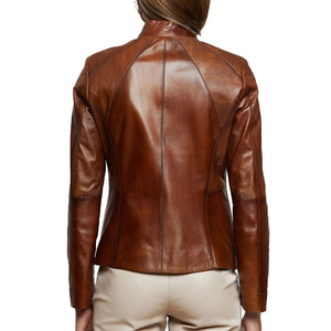 Custom Women's <b>Leather</b> Bomber <b>Jacket</b> Genuine <b>Leather</b> Woven Breathable OEM ODM Private Label Custom Logo Fashion Manufacturer - Product Image 2