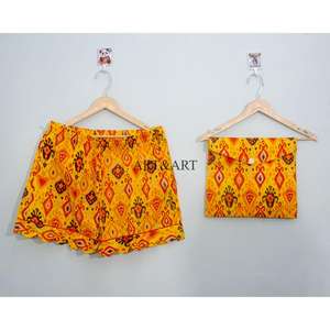 Ensemble de pyjama court pour femmes en coton 100% imprimé à la main, style indien floral, décontracté, léger, respirant, été, printemps, automne - Product Image 4