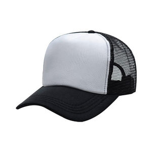 Gorra trucker de espuma gris lisa de cinco paneles con malla, transpirable, deportiva de verano, visera solar, ajustable con cierre snapback para hombres y mujeres - Product Image 6