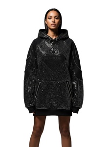 Sudadera con Capucha OEM con Logotipo de Diamantes de Imitación para Hombre, Tejido Grueso de 480 g/m², Personalizada, de Felpa Francesa, Lavado Ácido, Estilo Oversize, Urbana, ODM - Product Image 1