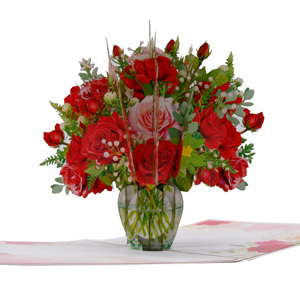 Bouquet de fleurs de rose romantique de haute qualité Viet-craft, carte pop-up 3D, cadeau floral en papier, décoration de table pour mariage, Saint-Valentin, 15 cm - Product Image 3