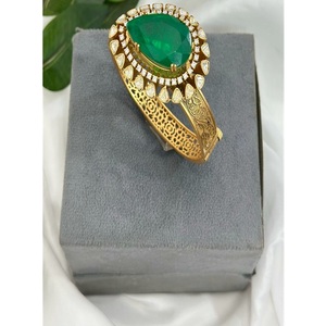 Classy Gold Finish Premium Quality Zircon Polki Doublet Stone Openable <b>Charm</b> Bracelet Women's Wedding Collection Party Wear - Product Image 2
