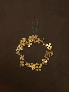 Christmas Vintage Brass Tree Ornaments Handcrafted Christmas Decor with Purple Ribbon <b>Hanging</b> Decorations - Product Image 3