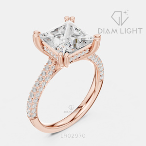 Bague de fiançailles en or blanc 14 carats avec diamant de laboratoire taille princesse 3,64 carats, couleur F+, clarté VS+, certifiée IGI, idéale pour un cadeau - Product Image 4