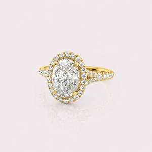 แหวนเพชรทรงรีประดับเพชรรอบวง สำหรับผู้หญิง ทองคำ 14 กะรัต โรสโกลด์/เยลโลว์โกลด์/ไวท์โกลด์ ชุบโรเดียม ได้รับการรับรองจาก IGI - Product Image 6