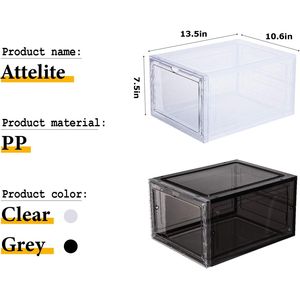 Ensemble de 6 boîtes à chaussures empilables en plastique transparent avec porte magnétique, robustes et épaisses, pour un rangement facile des chaussures, montage facile - Product Image 2