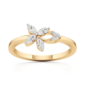 925 Sterling Silver 18K Gold Plated Marquise Flower Ring - Product Image 1