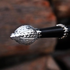 Handmade Damascus Steel Straight Blade With Black Handle And <b>Silver</b> Accents 32-Inch OEM Knife - Product Image 2
