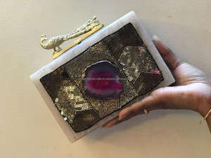 LUXURY CRAFTS <b>Women's</b> Fashion-Style Wooden Clutch <b>Bag</b> with Chains Decor for Wedding Occasions - Product Image 6