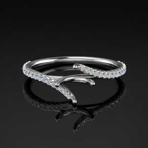 Anillo de Moissanita de Corte Redondo con Banda Abierta para Mujer, Plata 925 Original, Joyería Fina Nupcial, Regalo para Parejas - Product Image 5