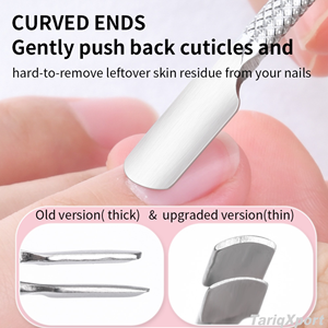 Women's Double-<b>Ended</b> Stainless Steel Cuticle Pusher Set with Non-slip Handle Grip and Square Shape for Nail Polish Art & Remover - Product Image 3