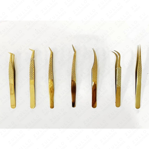 Pinzas Premium para Extensión de Pestañas en Negro y Dorado, Herramienta de Precisión de Acero Inoxidable para Volumen e Isolación, para Artistas de Pestañas - Product Image 2