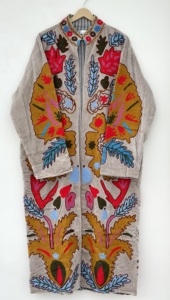 <b>Women</b> Embroidered <b>Velvet</b> Quilted Long <b>Jacket</b> Handmade Boho Floral Ethnic Open Front Regular Breathable Eco-Friendly Cotton - Product Image 2