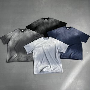 เสื้อยืดฟอกสีคุณภาพสูง ผ้าฝ้าย 100% ฟอกกรด พิมพ์ลาย DTG ตามสั่ง เสื้อยืดผู้ชายพร้อมโลโก้ เสื้อยืดฟอกกรดสไตล์วินเทจ - Product Image 1