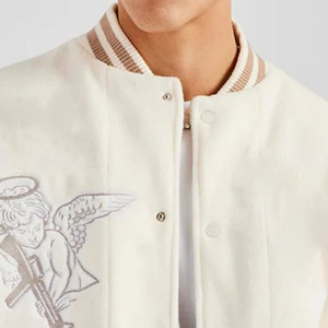 Veste universitaire surdimensionnée en laine de haute qualité à col montant chauffant pour homme, style baseball, hiver - Product Image 4