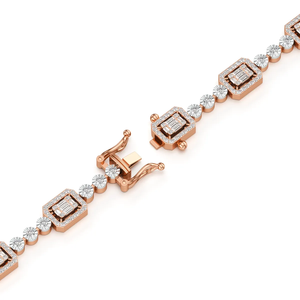 10K <b>Solid</b> <b>Gold</b> Rhodium Plated IGI Certified Lab Grown Diamond Baguette Halo Luxury Tennis Bracelet Women Wedding Engagement Gift - Product Image 2