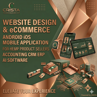 Logiciel IA pour la conception de sites web e-commerce et applications mobiles Android/iOS pour les vendeurs de produits de chanvre, avec fonctionnalités de comptabilité, CRM et ERP.